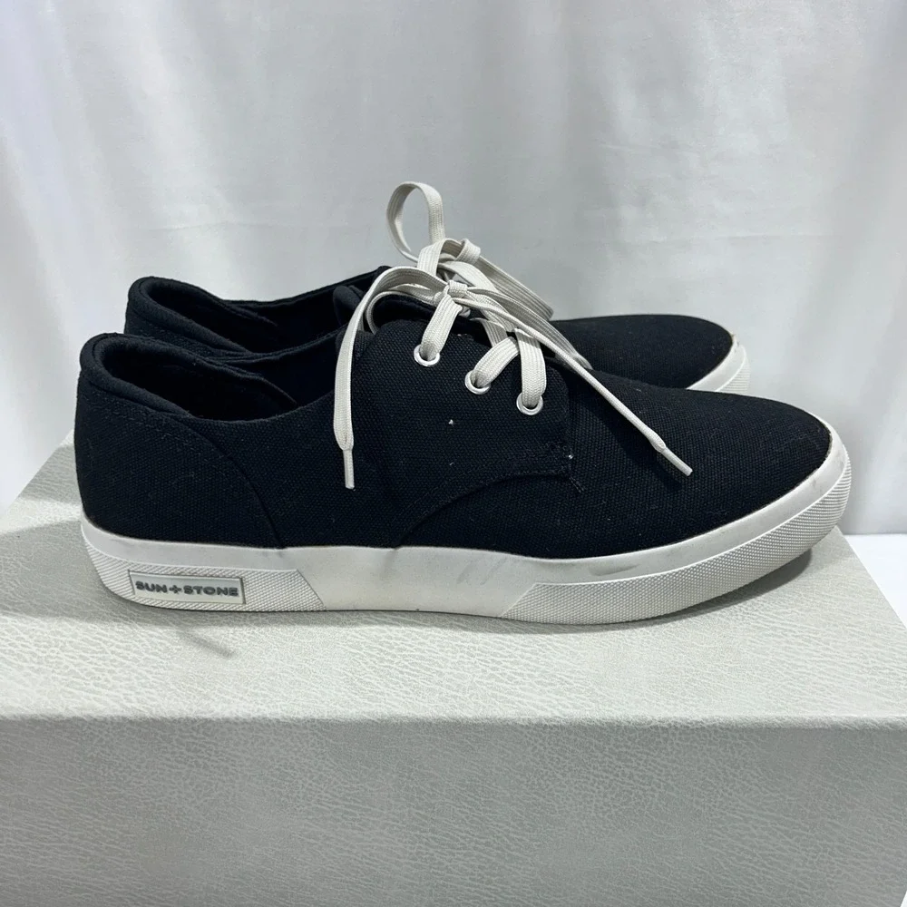 SUN STONE Sneakers Shoes Men's US 11.5 M Black Cushioned Kiva Round Lace-Up‎